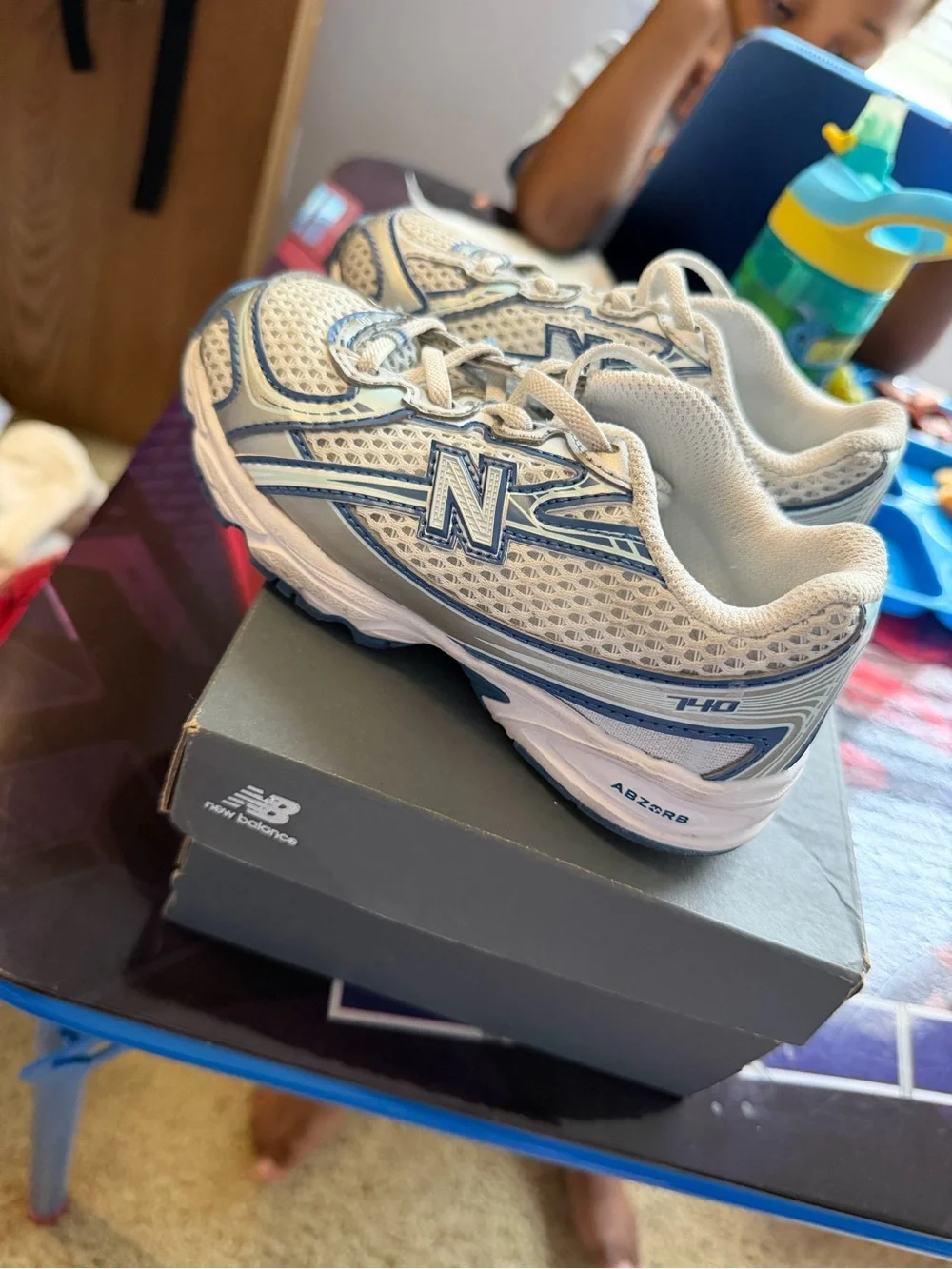 New Balance Kids' 740 Athletic Sneakers in Light Gray and Blue